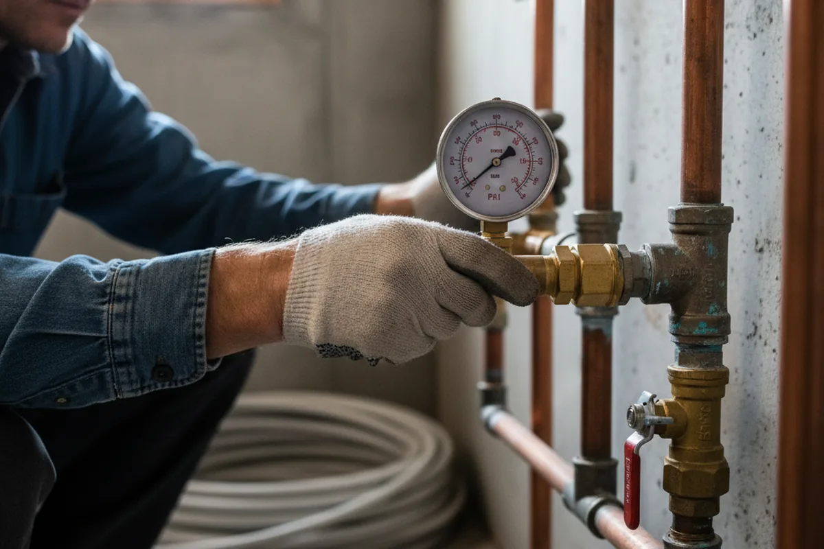 Pressure testing a repaired line during Water Line Repair in Belleview